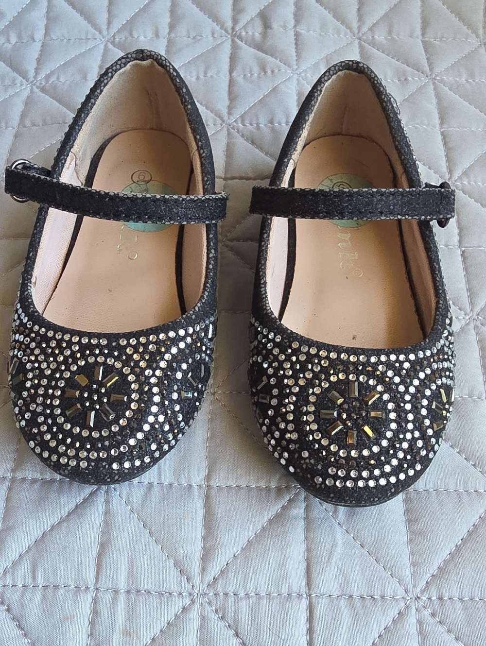 Link Black Rhinestone Mary Jane Dress Shoes for Kids